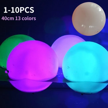 1-10 adet 40CM LED parlayan plaj topu ışık 13 Renk su Geçirmez şişme yüzen havuz ışığı Yard Çim Parti Lambası
