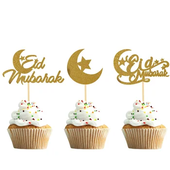 10 Adet Eid Mubarak Kek Ekleme Bayrağı Eid Al-fitr Müslüman Festivaller Parti Ramazan Eid al-Adha Fırında Kek Tatlı Masa Dekorasyon