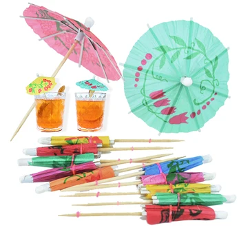 100/50 Adet Şemsiye Şekli İçecek Meyve Kek Çubukları Hawaiian Parti Dekorasyon Kokteyl Topper Yaz Düğün Malzemeleri
