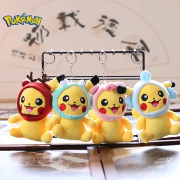 12 cm Pokemon Pikachu peluş oyuncaklar Anahtarlık Kawaii Bebek Pikachu Peluş Bebek Yumuşak Dolması Domuz Dino Bebek Kolye Çocuk noel hediyesi