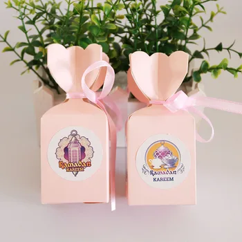120 adet EİD Mubarak Ramazan kağit kutu Çıkartmalar DIY şeker kutusu Etiket Müslüman İslam Bayram Parti Malzemeleri