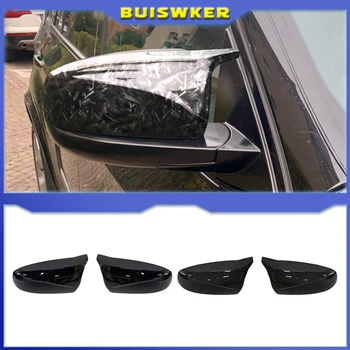 2 adet Dikiz Mükemmel Yan Kanat modifiye Parlak siyah Karbon Fiber Desen Ayna kapatma kapakları BMW X5 E70 X6 E71 2008-2013