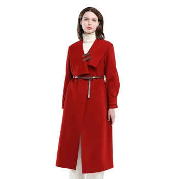 2021 Kadın Yün Ceket Uzun Kollu Moda Bahar Dış Giyim Bayan Kürk Ceketler Siper Sonbahar Gerçek Kürk S8708