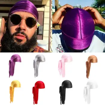 2023 Unisex Erkekler Kadınlar Durags Bandana Şapkalar Yumuşak Leke Hip Hop Şapkalar İpek Korsan Kap Wrap Şapkalar Başörtüsü Türban 18 Renkler