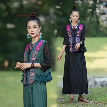 2023 çin geleneksel kadın hanfu üstleri vintage şifon ceket retro tang takım elbise çiçek nakış bluz çin ulusal gömlek