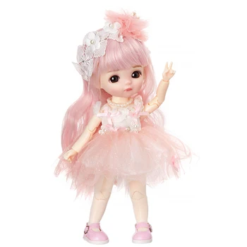 22.5 cm Prenses Oyuncaklar Kızlar için BJD Bebek Hareketli Eklem doğum günü hediyesi Houseplay Güzel Çocuk Oyuncakları Güzel Pembe Elbise Peri Masalları