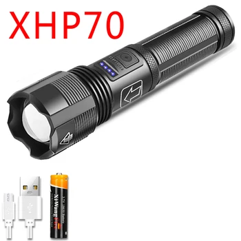 4 Çekirdekli LED el feneri Alüminyum Alaşımlı XHP70. 2 XHP50. 2 Taktik avcılık Meşale Usb Şarj Edilebilir Zumlanabilir Fener 18650 AAA Pil
