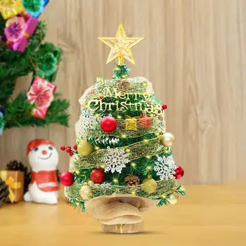 45 cm Noel Ağacı Dekorasyon Altın Şerit Şenlikli Atmosfer Mini Ağacı Parlak Renk Dekorasyon