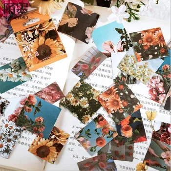 46 adet Retro Çiçek Bitki Serisi dekorasyon çıkartması Gül Ayçiçeği Kendinden yapışkanlı Süt Scrapbooking Çıkartmaları