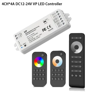 4CH VP LED Dimmer Anahtarı DC12V 24 V 15A PWM Kablosuz 4-Zone 2.4 G RF Uzaktan Kumanda için Tek Renk WW / CW RGB RGBW LED şeritler
