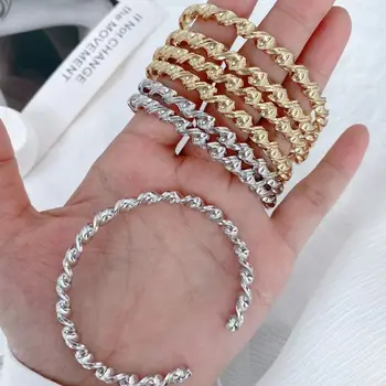 5 Adet 2023 Minimalist Altın Gümüş Renk İstiflenebilir Dalga Bükülmüş Manşet Bileklik Bileklik Ayarlanabilir Moda Günlük Kadın Erkek Takı
