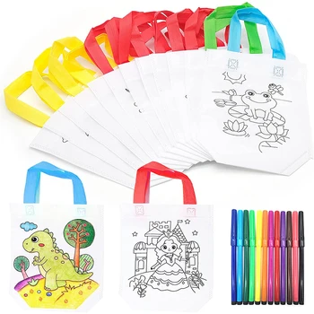5 adet Goodie Çanta Çocuklar için Renkli İşaretleyiciler ile El Yapımı Dolum Çizim Yaz Oyuncak Çocuklar Doğum Günü Sanat Parti DIY Zanaat Hediyeler