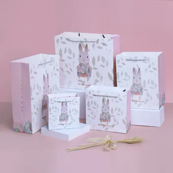 6 ADET Hediye kulplu çanta Tavşan Desen hediye çantası Doğum Günü Düğün Noel Tatili Mezuniyet Bebek Duş Orman Parti