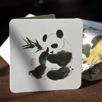 6 Adet / takım Çin Tarzı Panda Tebrik Kartı Serisi Teşekkür Kartı / DIY Katlanır Kart / Şükran Günü Kartı Parti Davetiye Kartı