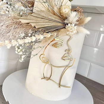 Akrilik Soyut Minimalist Sanat Bayan Yüz Kek Topper Kız Mutlu Doğum Günü Pastası Dekorasyon Düğün Pastası Toppers Parti Malzemeleri
