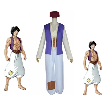 Aladdin Lamba Prens Cadılar Bayramı Kostümleri Erkekler için Arapça Dubai Giyim Seti Sihirli Lamba Adam Cosplay Takım Elbise Performans Giyim