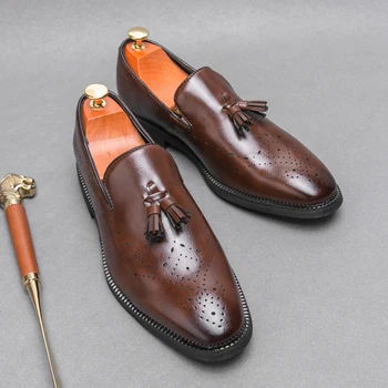 Amerikan Tarzı Erkek rahat ayakkabılar Rahat Moda Lüks Loafer'lar Erkek deri ayakkabı erkek Püskül Loafer'lar
