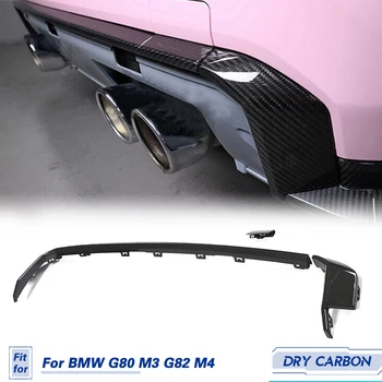 Araba Arka ÖN TAMPON Şerit Karbon Fiber BMW 3 4 Serisi İçin G80 M3 G82 M4 2021 2022 Arka Tampon Trim Difüzör Dudak Spoiler Değiştirin