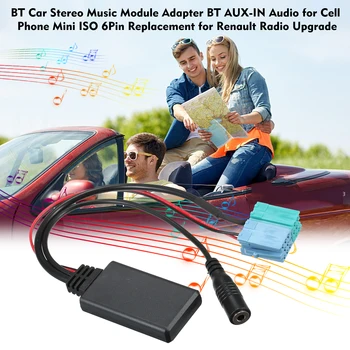 Araba Stereo Müzik Modülü Adaptörü BT AUX-IN Ses cep Telefonu Pad Mp3 Mini ISO 6pin için Yedek Renault Radyo Yükseltme