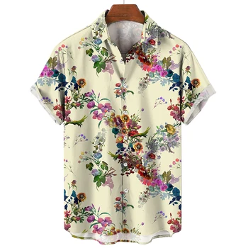 arajuku Moda Rahat Üst erkek 3D Çiçek Baskılı havai gömleği, Yaz kısa kollu tişört, Büyük Giyim