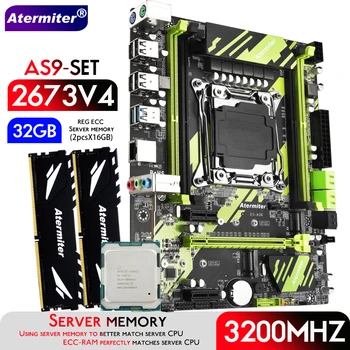 Atermiter X99 AS9 D4 Anakart Seti Xeon E5 2673 V4 CPU LGA2011-3 İşlemci DDR4 32GB 2X16GB 3200MHz Bellek REG ECC RAM