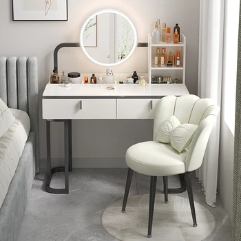 Avrupa Salon Tuvalet Masası kadın Dolabı Moda tuvalet masası sandalye ayna ışıkları Coiffeuse odası dekor yatak odası mobilyası HY