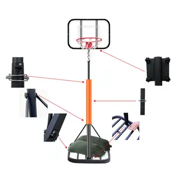 Basketbol Golü Ayarlanabilir 74.80 inç ila 106.30 inç Arka Tahta Kasnağı arasında ayarlanabilir