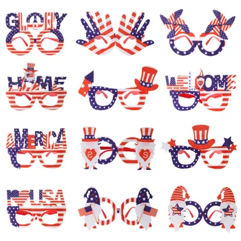 Bağımsızlık Günü Dekoratif Gözlük Amerikan Ulusal Günü Partisi Fotoğraf Sahne Alfabe Bayrağı Gözlük Çerçeveleri