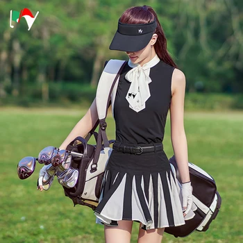 BENİM Golf kadın Takım Elbise Uzun Kollu Güneş Koruma Ceket Kolsuz İlmek yakalı tişört Bayanlar Üst Tenis Golf Pilili Etek