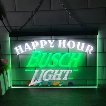 Busch ışık bira Happy Hour Bar 2 renk ekran LED Neon burcu ev dekor yeni yıl duvar düğün yatak odası