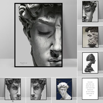 David Heykel Tuval Boyama Siyah ve Beyaz Kroki Portre Sanat Posterleri ve Baskı David Hobi Hediyeler Ev duvar süsü Odası