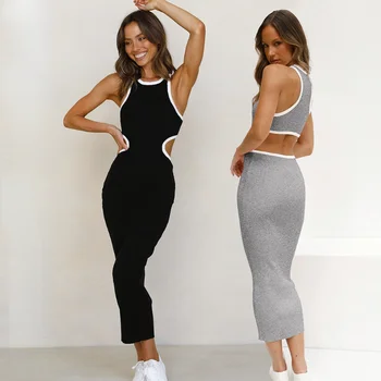 Elbiseler Kadınlar için 2023 Bahar Seksi Sıkı Backless oyma dantel Up Backless V Boyun Uzun Kollu Mini Elbise Maxi Elbise
