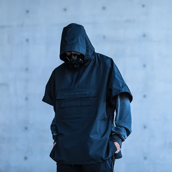 Enshadower Metal baskı pelerin su geçirmez yağmurluk techwear ninjawear darkwear streetwear