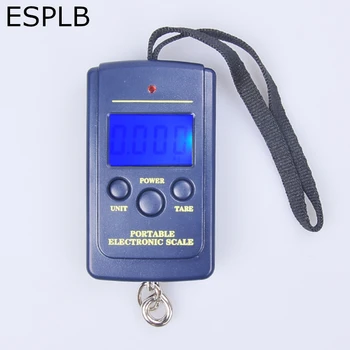 ESPLB Mini Dijital Ölçeği 0-10KG/5g 10-40KG / 10g Balıkçılık Seyahat Bagaj Asma Ölçeği elektronik tartı ile yedek ışık