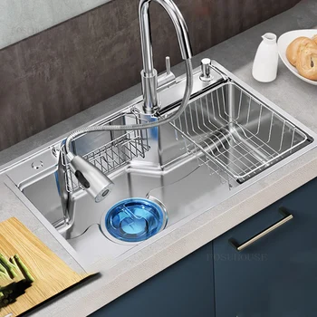 Ev Kalınlaşmış mutfak lavaboları Modern Mutfak armatürleri Ev Geliştirme Küçük Lavabo Basit Paslanmaz Çelik el yıkama lavabosu