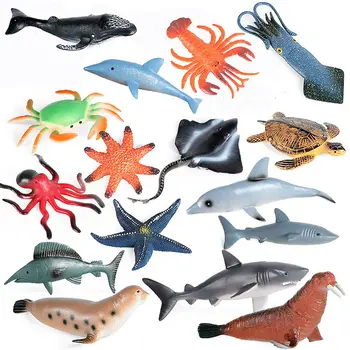 Eğitici oyuncak Deniz Manzarası Deniz Organizması Modelleri Yengeç Kaplumbağa Denizyıldızı Gerçekçi Deniz Yaşamı Figürleri Kalamar Mühür Yunus