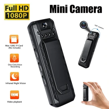 Full HD 1080P Mini Kamera 180 ° Dönen Len Kızılötesi Gece Görüş Küçük vücut kamerası Spor DV DVR Kamera Video Ses Kaydedici
