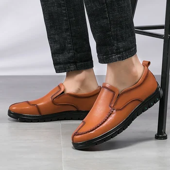 Hakiki Deri erkek ayakkabısı Lüks Marka Rahat Resmi Loafer'lar üzerinde Kayma Erkekler Moccasins İtalyan Siyah Erkek sürüş ayakkabısı büyük boy 48