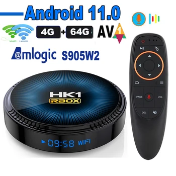 HK1 RBOX W2 Android 11 TV Kutusu Amlogic S905W2 16GB 32GB 64GB AV1 2.4 G 5G Çift Wifi BT4. 1 3D H. 265 4K HDR Medya Oynatıcı HK1RBOX