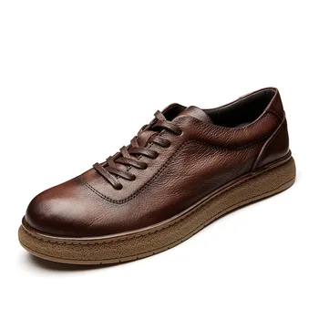 Ilkbahar Sonbahar Rahat Dantel-Up tasarım ayakkabı Erkekler Nefes Erkek Hakiki Deri rahat ayakkabılar Eğlence erkek ayakkabıları İnek Derisi