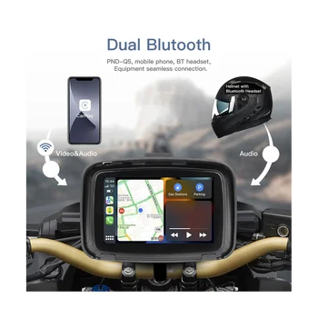 IPX7 Motosiklet Su Geçirmez Ekran 5 İnç Motosiklet Kablosuz Apple Carplay Android Otomatik Taşınabilir Navigasyon Ekranı