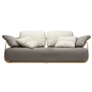 Iskandinav Modern Lüks masif ahşap kanepe Basit otel Tasarımcı Kumaş Sanat Resepsiyon Odası Cafe dinlenme mobilyası