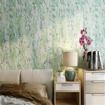 Iskandinav pastoral çiçekli duvar kağıdı Kore tarzı oturma odası sıcak yatak odası arka plan ev yeşil mavi mor dokunmamış duvar kağıdı
