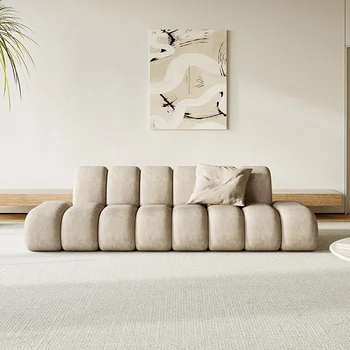Italyan minimalist teknoloji kumaş kanepe oturma odası modern basit İskandinav yaratıcı özel şekilli ışık lüks düz kanepe