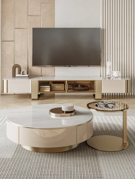 Işık Lüks Kaya Tabağı çay masası TV Dolabı Kombinasyonu Modern Basit Oturma Odası İtalyan çay masası Kombinasyonu