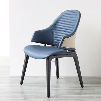 İtalyan deri yemek sandalyeleri yemek odası için ışık lüks mobilya Minimalist tasarım sandalye yaratıcı arkalığı mutfak sandalyesi