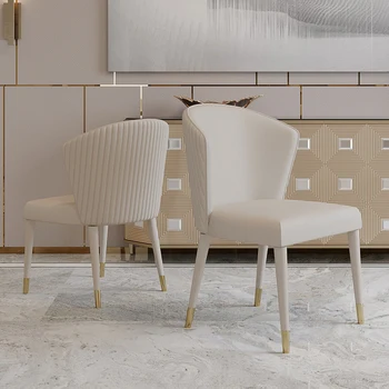İtalyan ışık lüks basit modern yemek masası yemek sandalyesi high-end büyük daire görüntü resepsiyon minimalist metal deri c