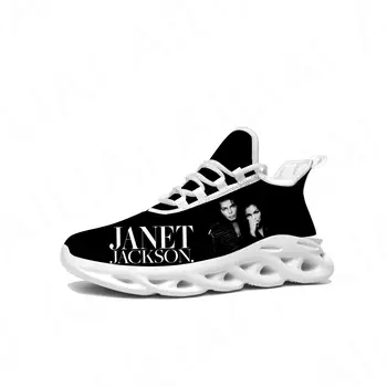 Janet Jackson Şarkıcı Pop Flats Sneakers Mens Womens Spor Koşu Ayakkabı Sneaker Lace Up Mesh Ayakkabı Tailor-made Ayakkabı Beyaz