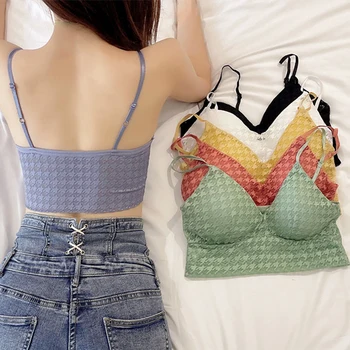 Kadın İç Çamaşırı Üst Sütyen Seksi Dantel İç Çamaşırı Dikişsiz Tel Ücretsiz Nefes Push Up Sütyen Üçgen Fincan Tankı Uyku Üstleri Bralette