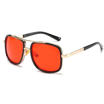 Kare Güneş Gözlüğü Kadın Erkek Lüks Marka Tasarım Erkek Kadın Araba Sürüş UV400 Kırmızı güneş gözlüğü Gözlük Shades Ayna 2023